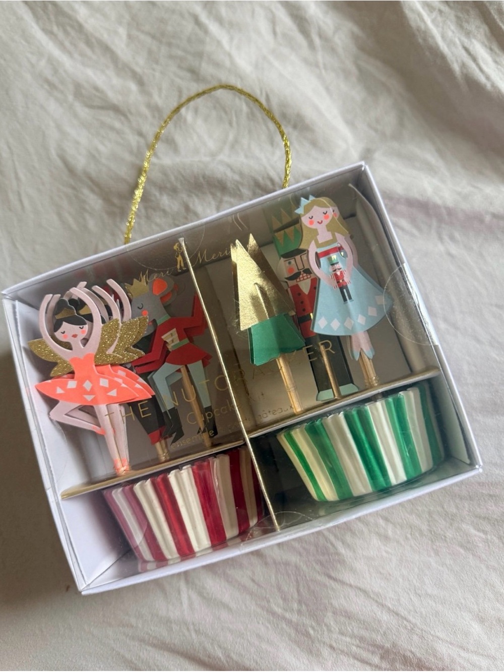 Nutcracker & Ballerina Cupcake Topper Set - Pink, Gold, Red, Green
